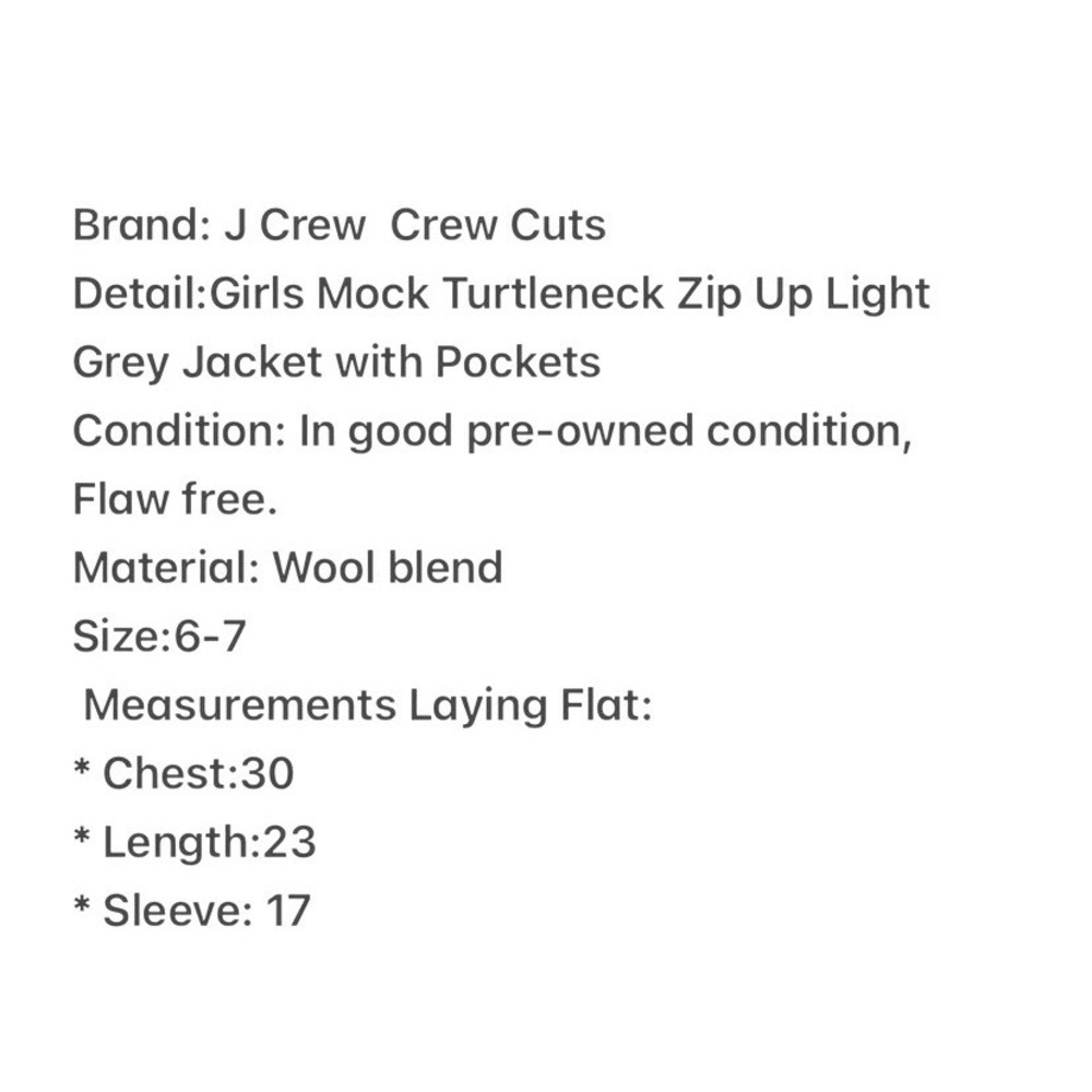Crewcuts J.Crew Girls Light Grey Wool Asymmetrical Zip Moto Jacket Size 6-7 - Picture 4 of 4